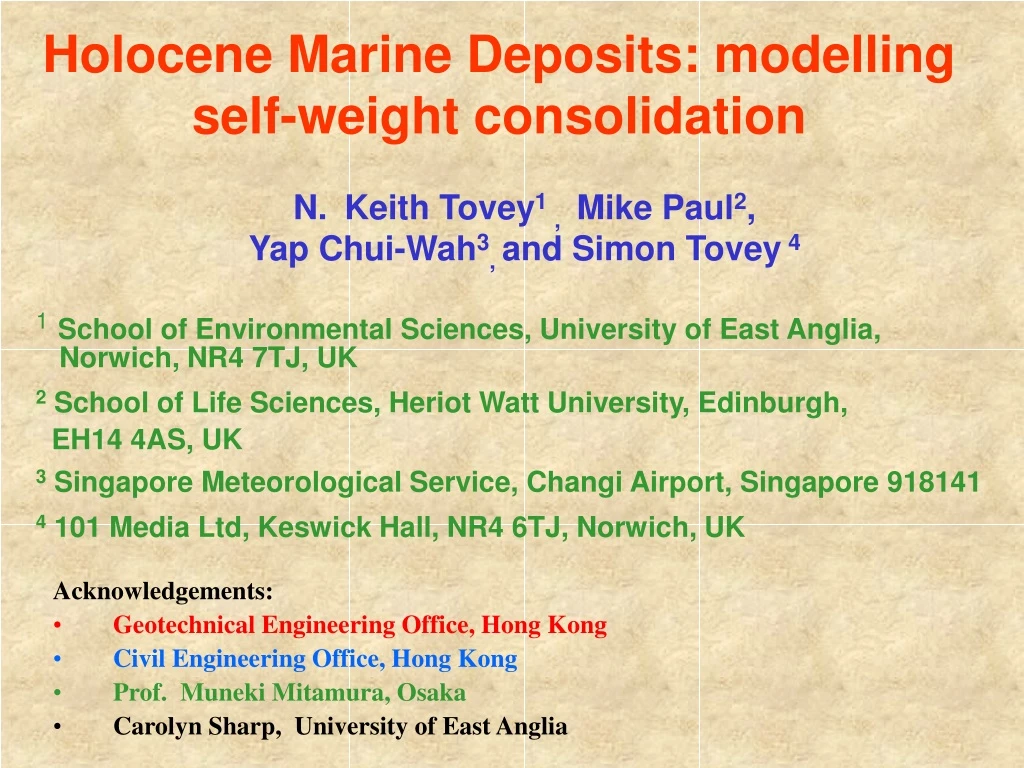 holocene marine deposits modelling self weight