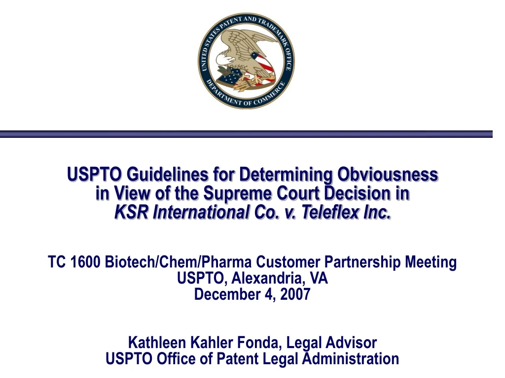 uspto guidelines for determining obviousness