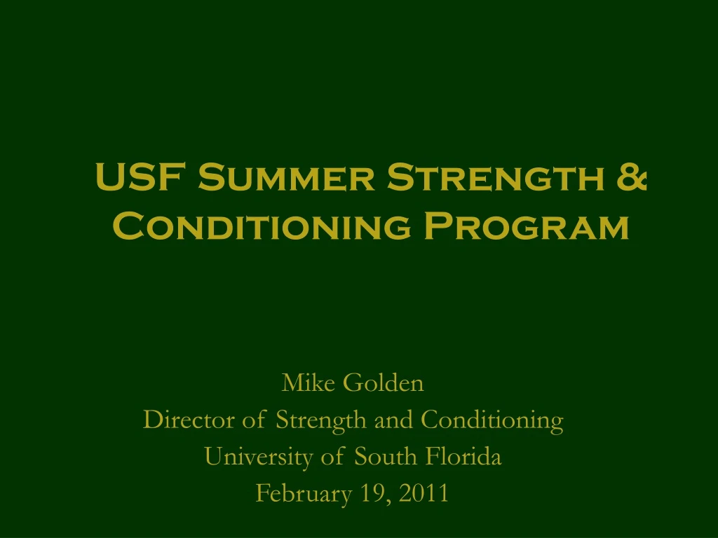 usf summer strength conditioning program