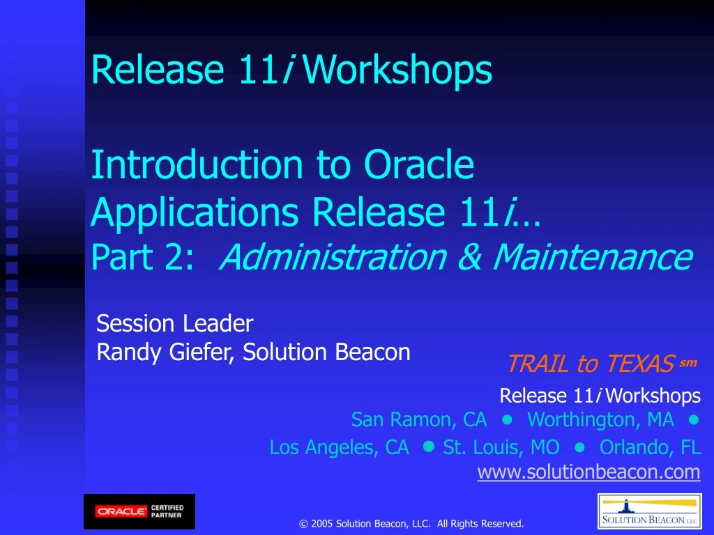 release 11 i workshops introduction to oracle