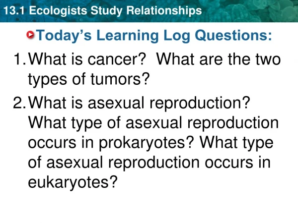 Today’s Learning Log Questions: