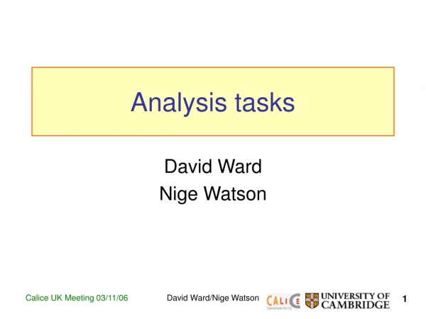Analysis tasks