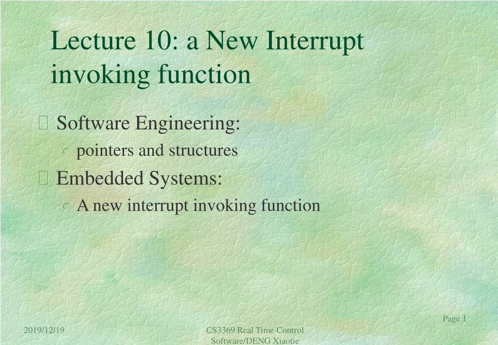 lecture 10 a new interrupt invoking function