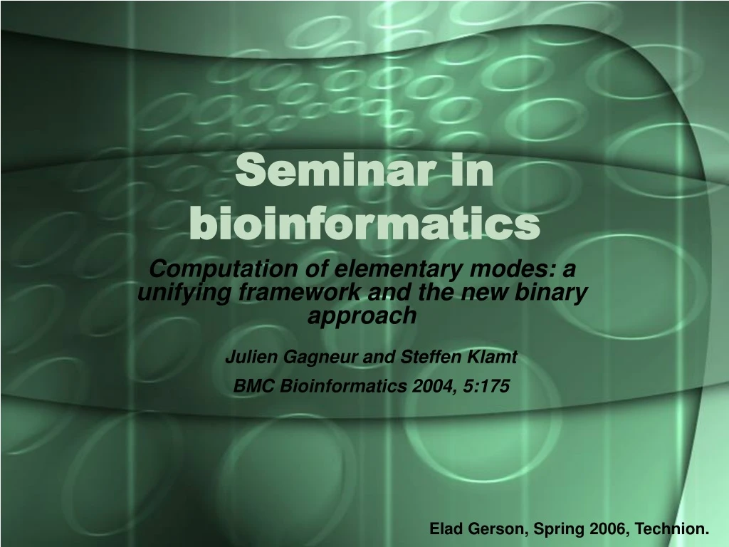 seminar in bioinformatics