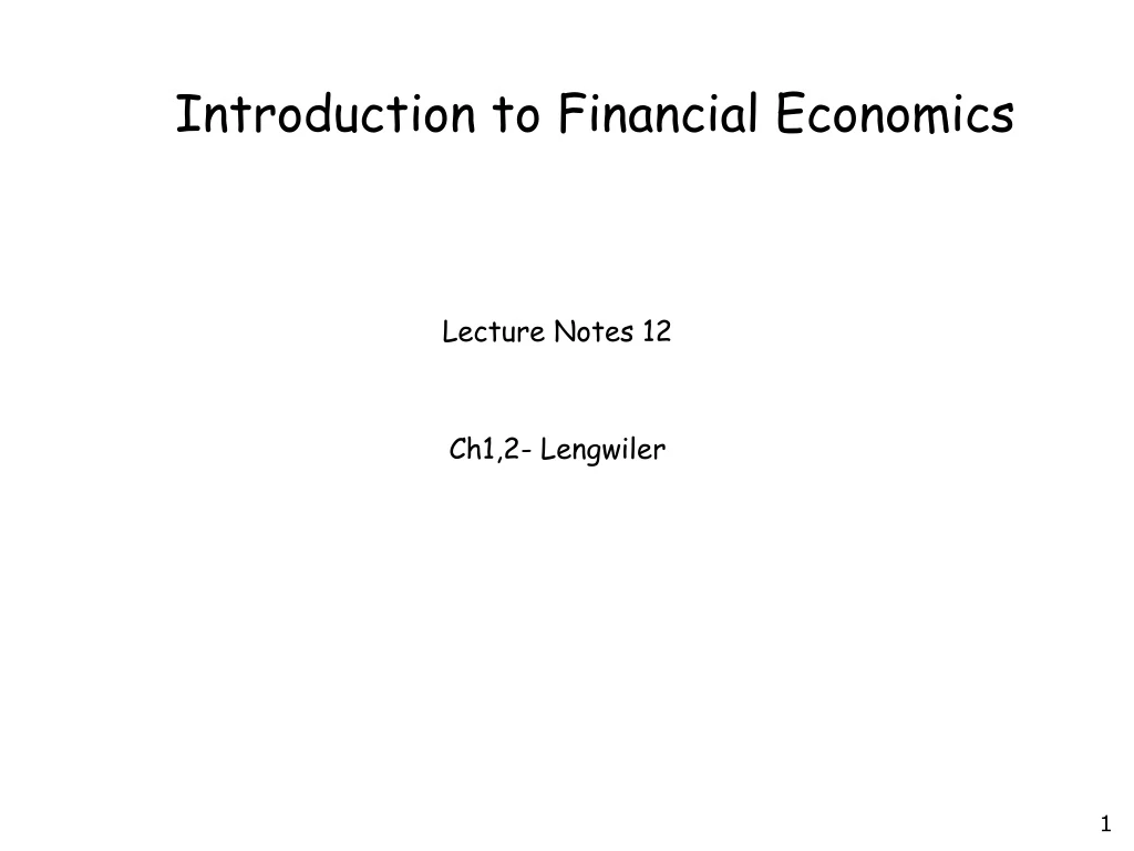 introduction to financial economics