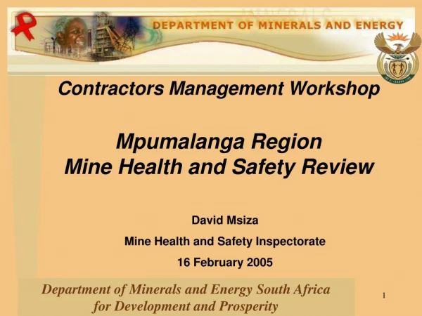 Contractors Management Workshop Mpumalanga Region  Mine Health and Safety Review