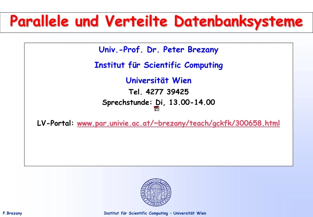 parallele und verteilte datenbanksysteme