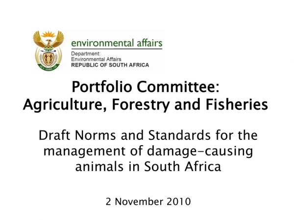 Portfolio Committee: Agriculture, Forestry and Fisheries