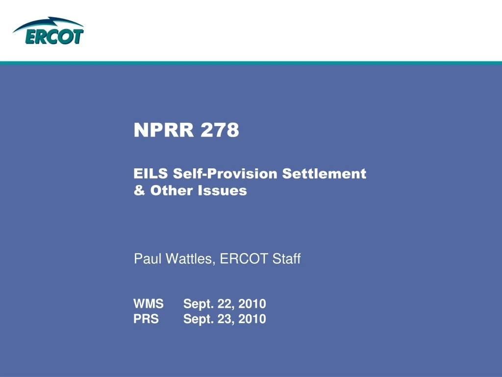 nprr 278 eils self provision settlement other issues