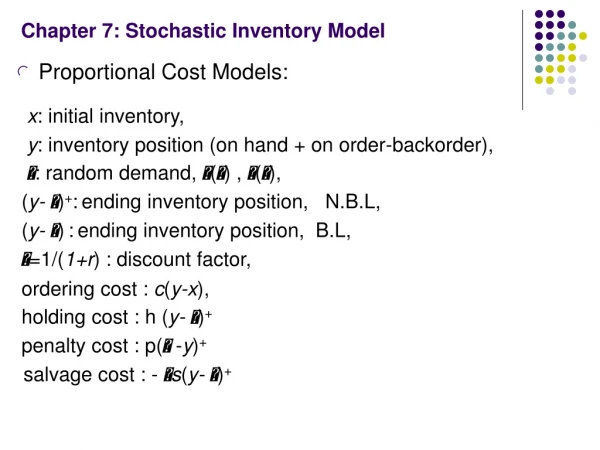 Chapter 7: Stochastic Inventory Model