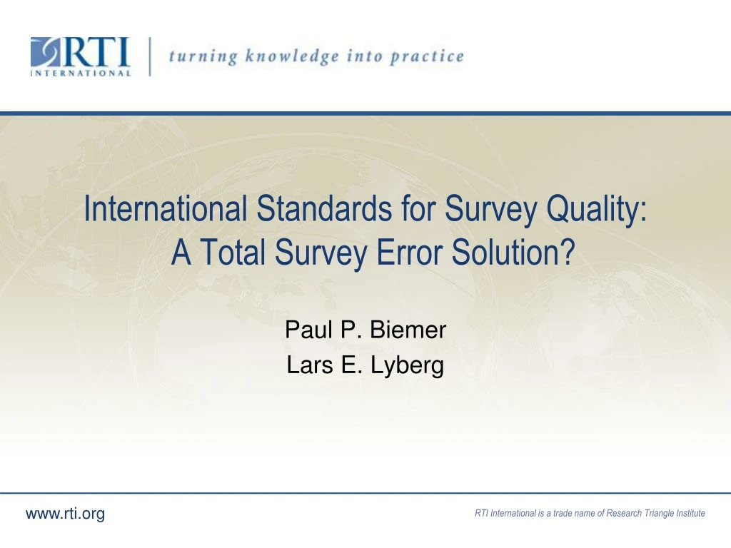 international standards for survey quality a total survey error solution