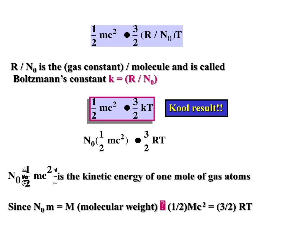is the kinetic energy of one mole of gas atoms