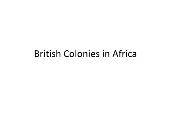 British Colonies in Africa