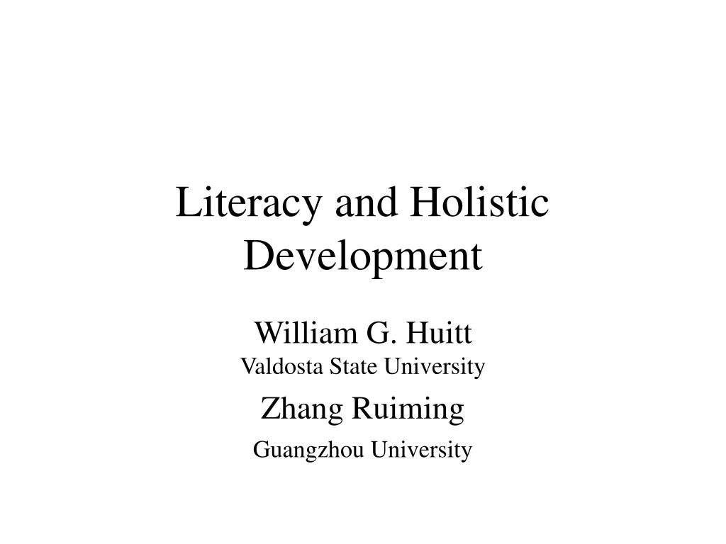 literacy and holistic development
