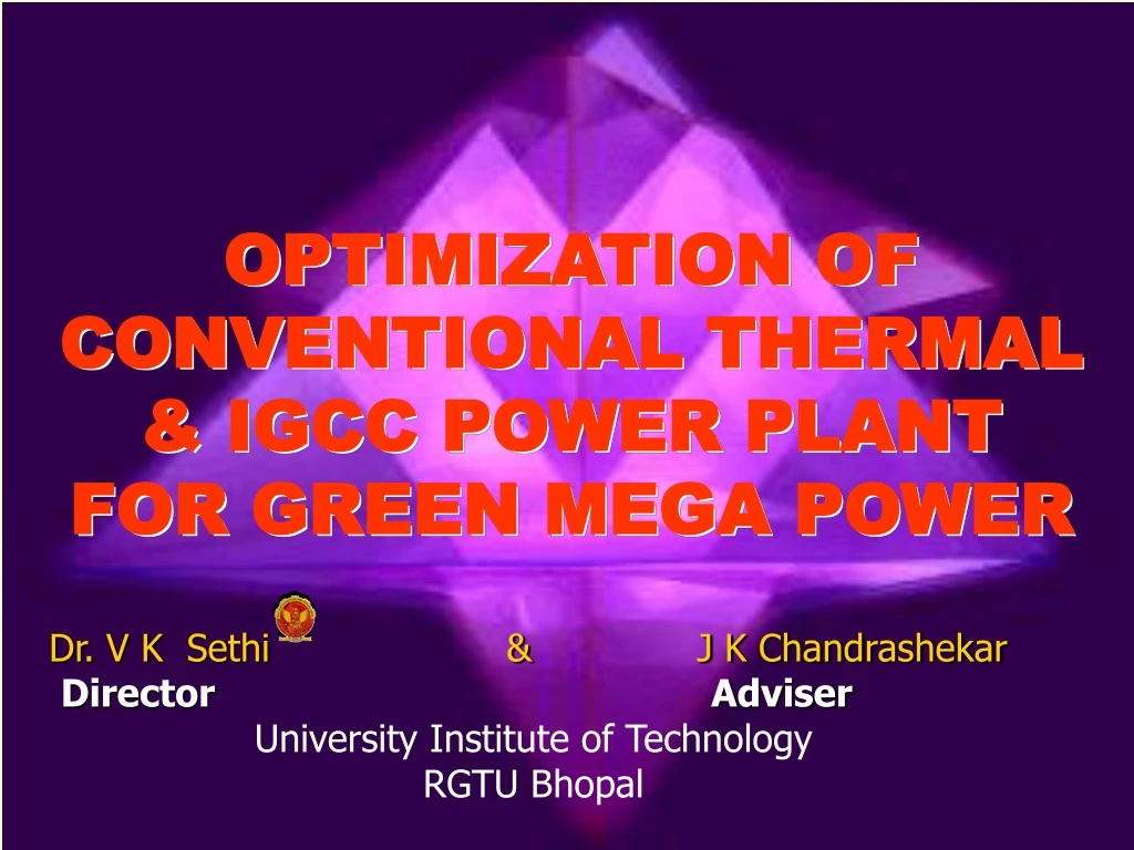 optimization of conventional thermal igcc power