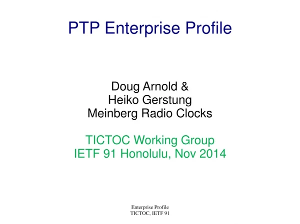 PTP Enterprise Profile