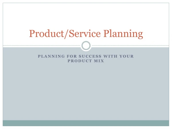 Product/Service Planning