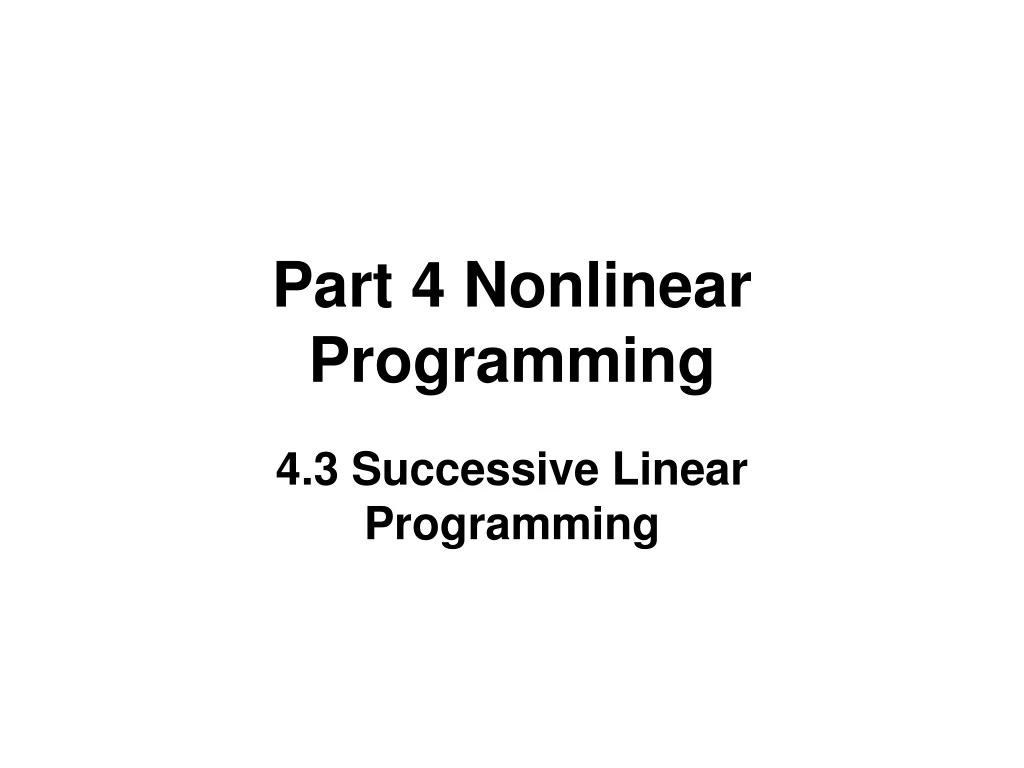 part 4 nonlinear programming