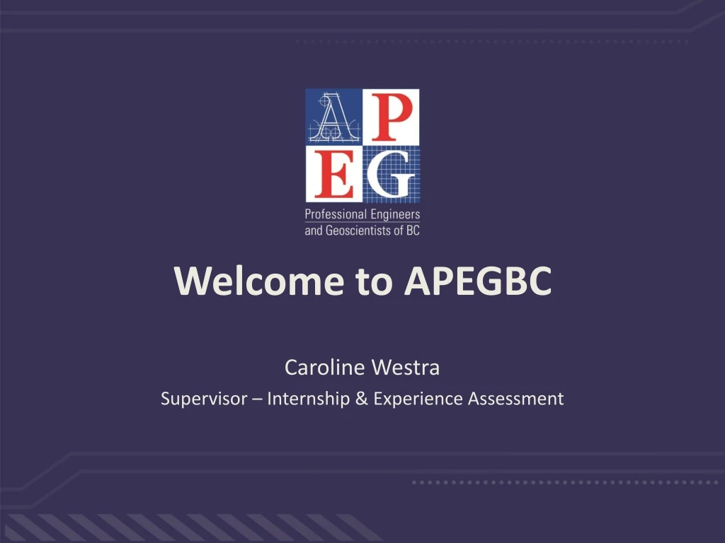 welcome to apegbc