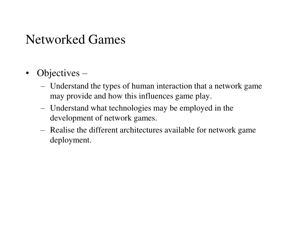 networked games