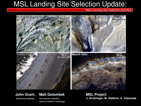 MSL Landing Site Selection Update: