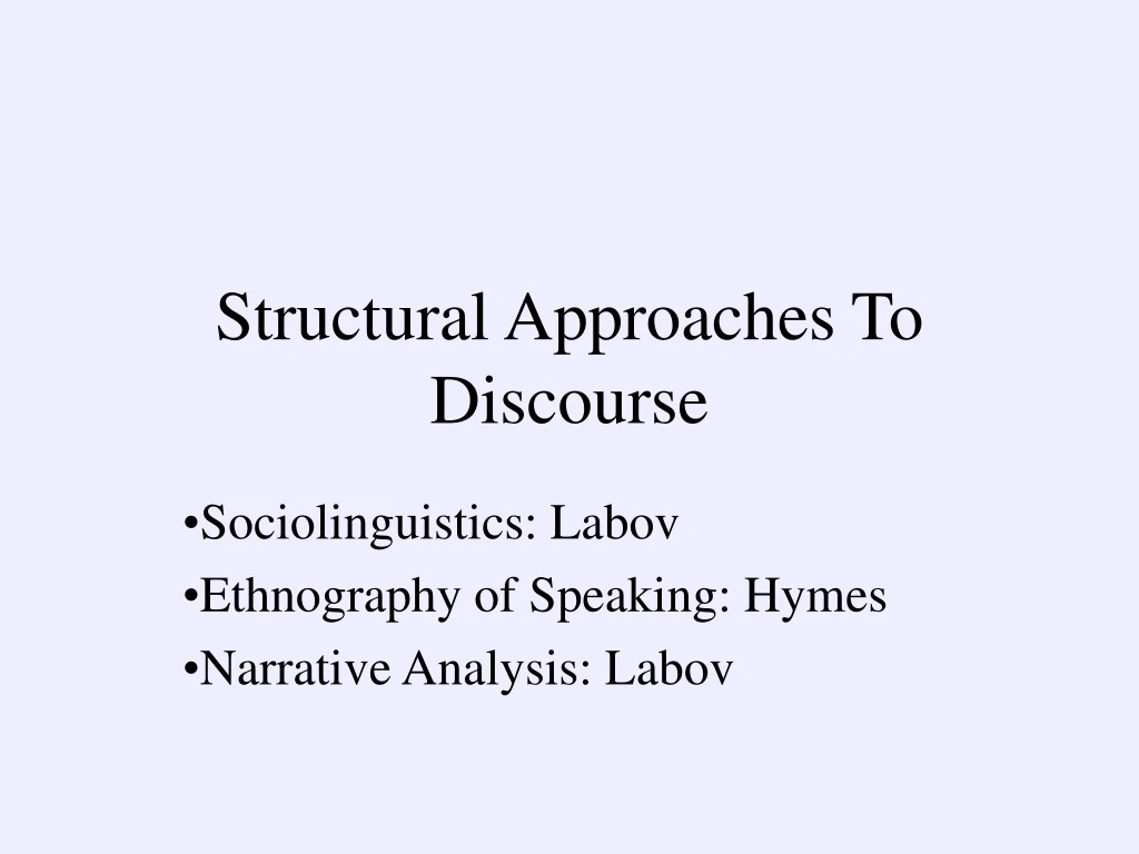 structural approaches to discourse