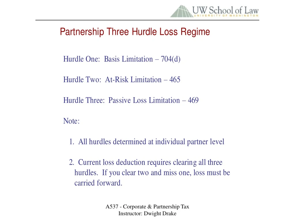 a537 corporate partnership tax instructor dwight