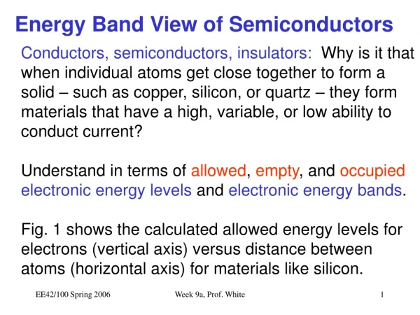 Energy Band View of Semiconductors