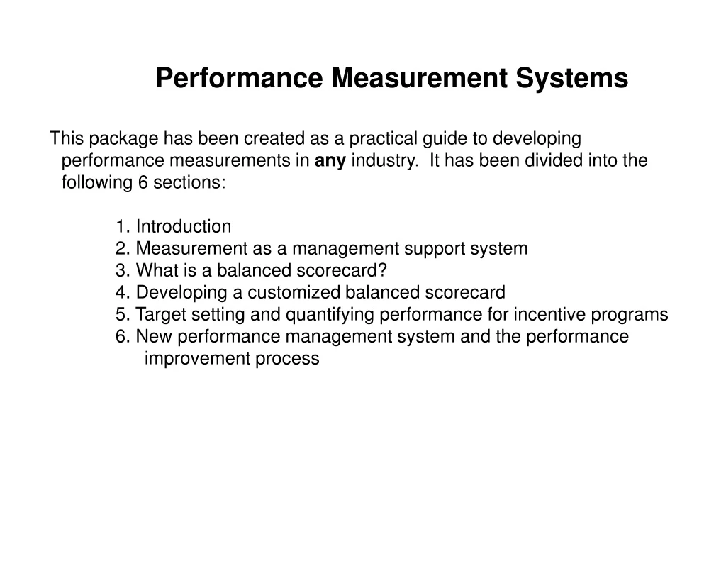 performance measurement systems