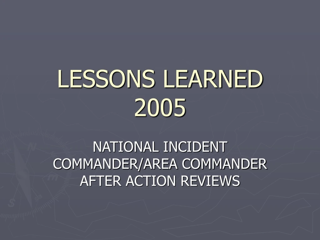 lessons learned 2005