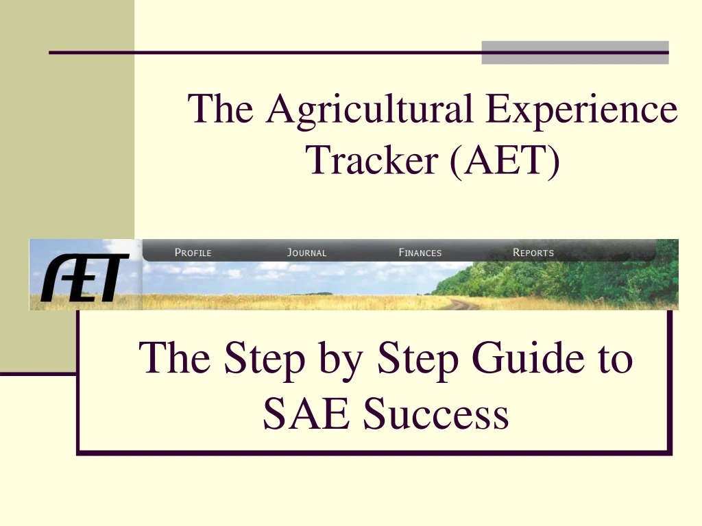 the agricultural experience tracker aet