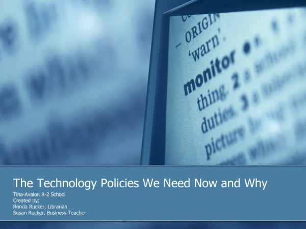 The Technology Policies We Need Now and Why
