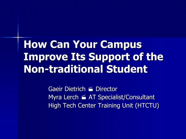 How Can Your Campus Improve Its Support of the Non-traditional Student