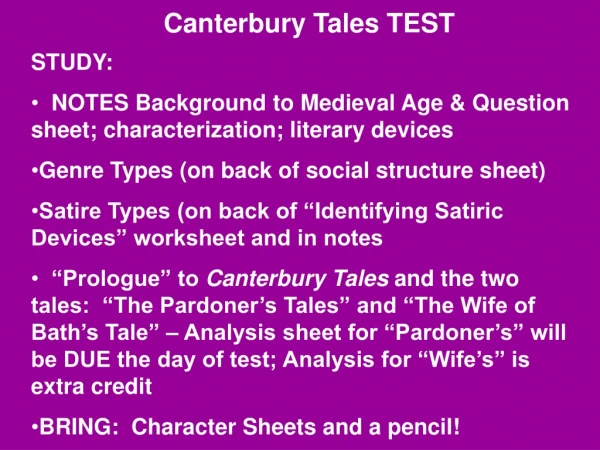 Canterbury Tales TEST