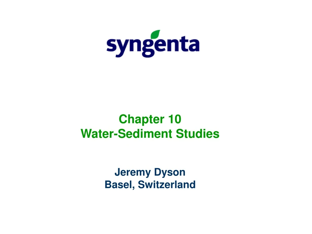 chapter 10 water sediment studies jeremy dyson