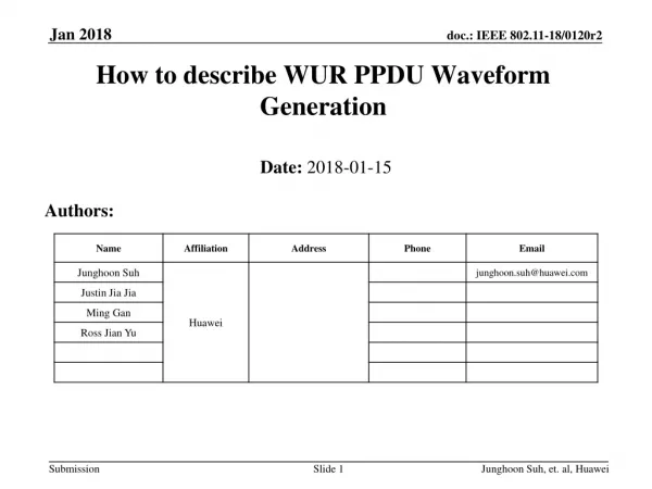 How to describe WUR PPDU Waveform Generation