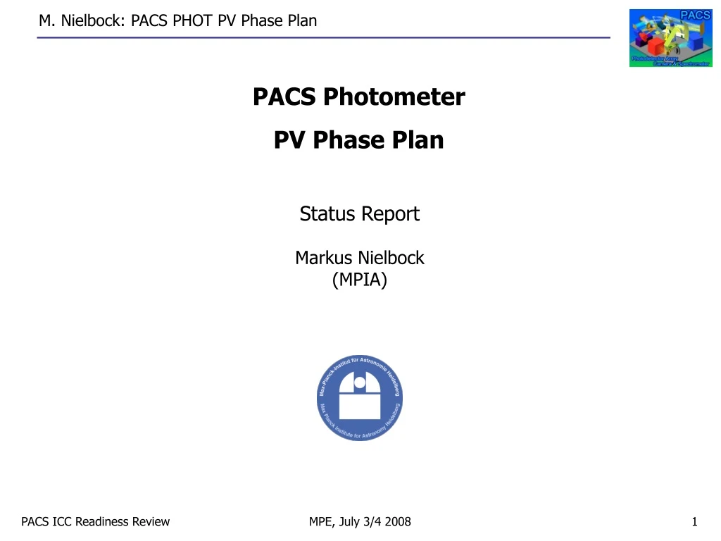 m nielbock pacs phot pv phase plan