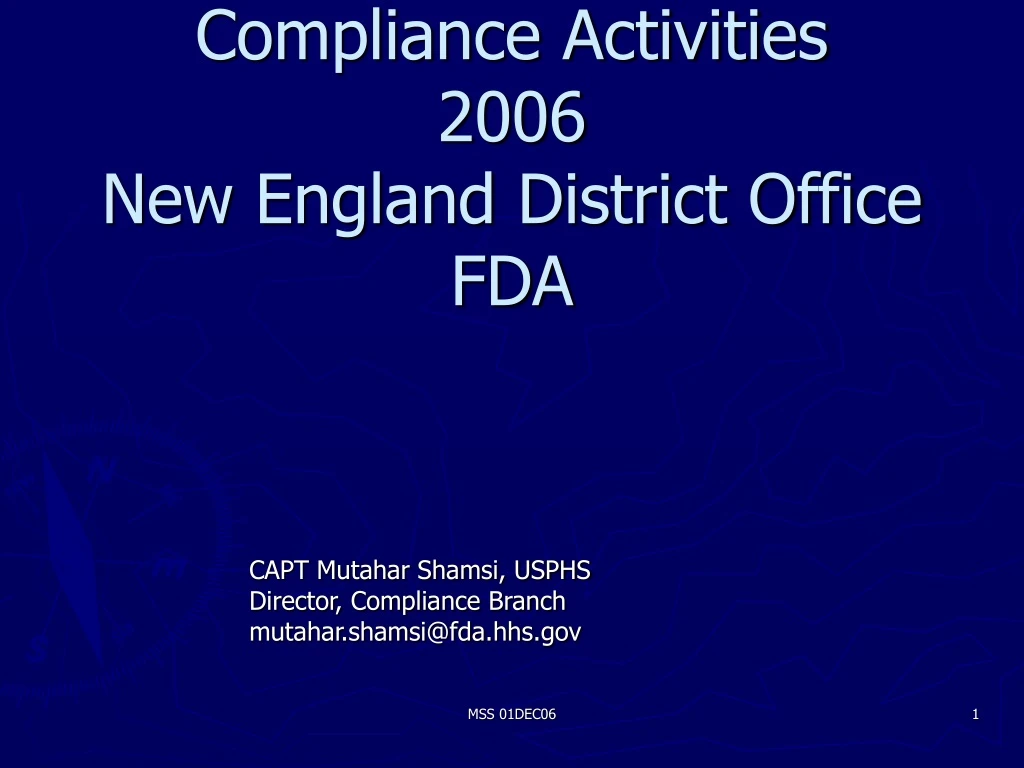 compliance activities 2006 new england district office fda