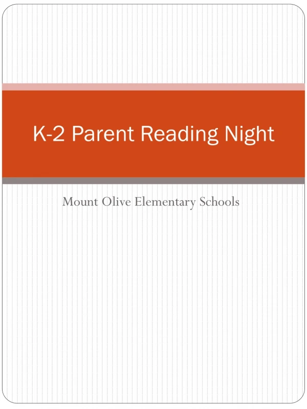 K-2 Parent Reading Night