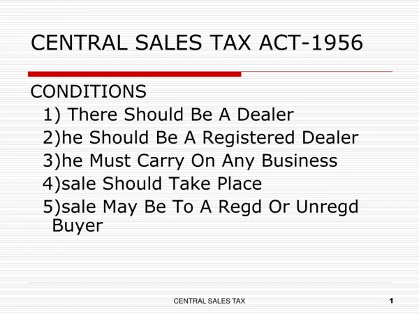 CENTRAL SALES TAX ACT-1956