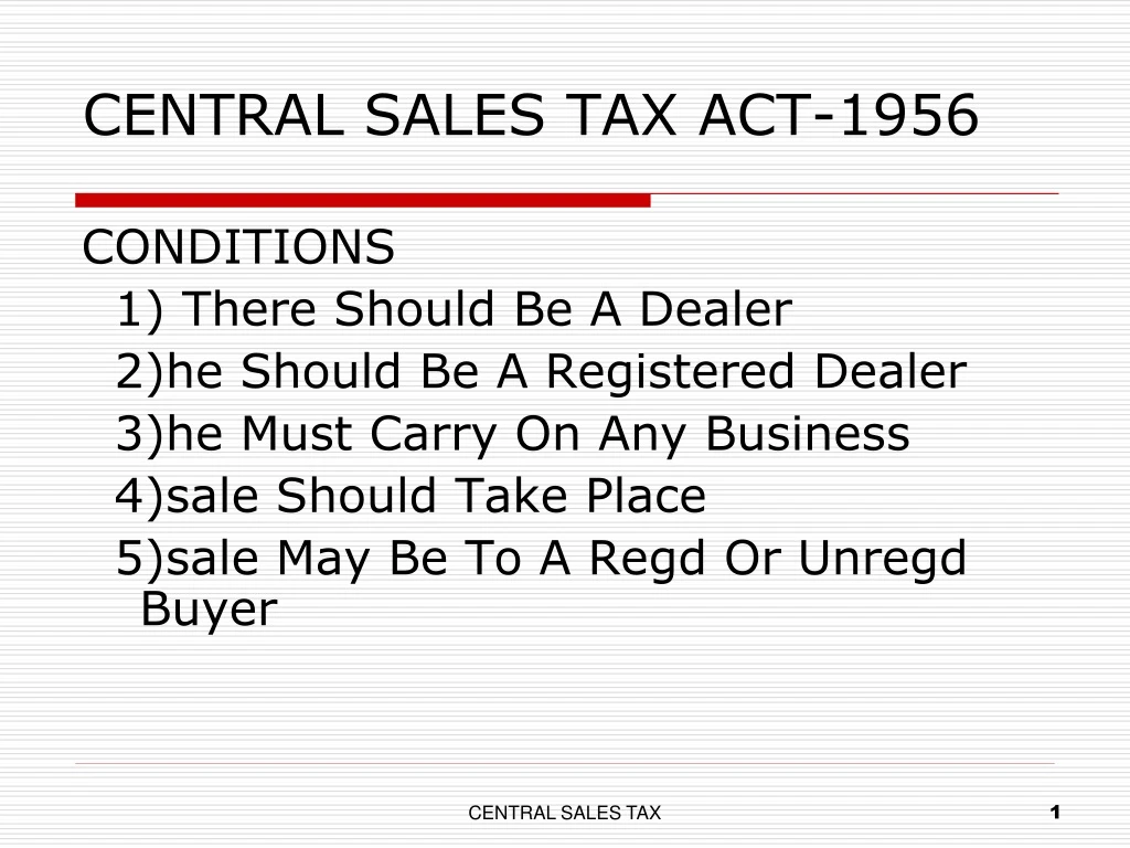 central sales tax act 1956