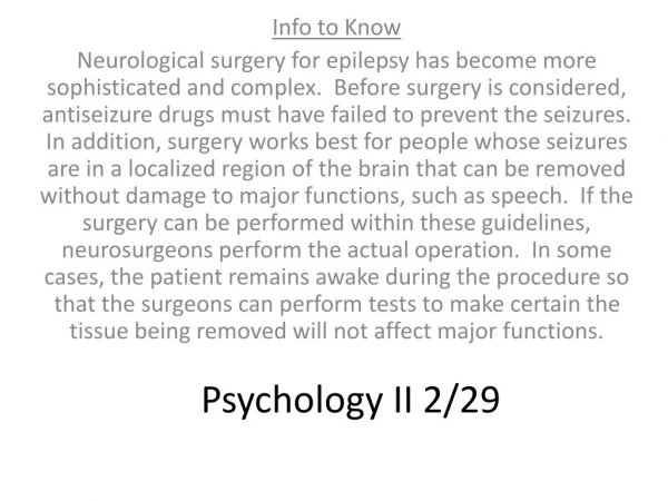 Psychology II 2/29