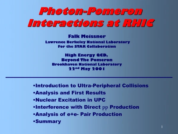 Photon-Pomeron Interactions at RHIC