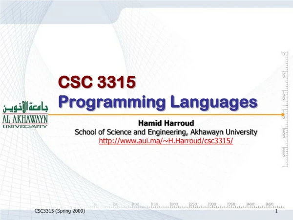 CSC 3315 Programming Languages