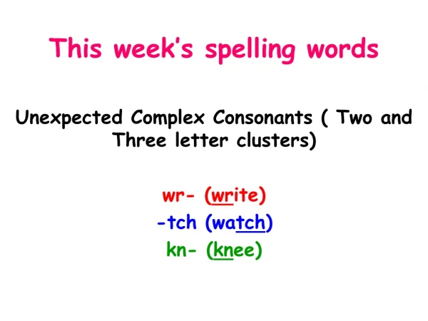 This week’s spelling words