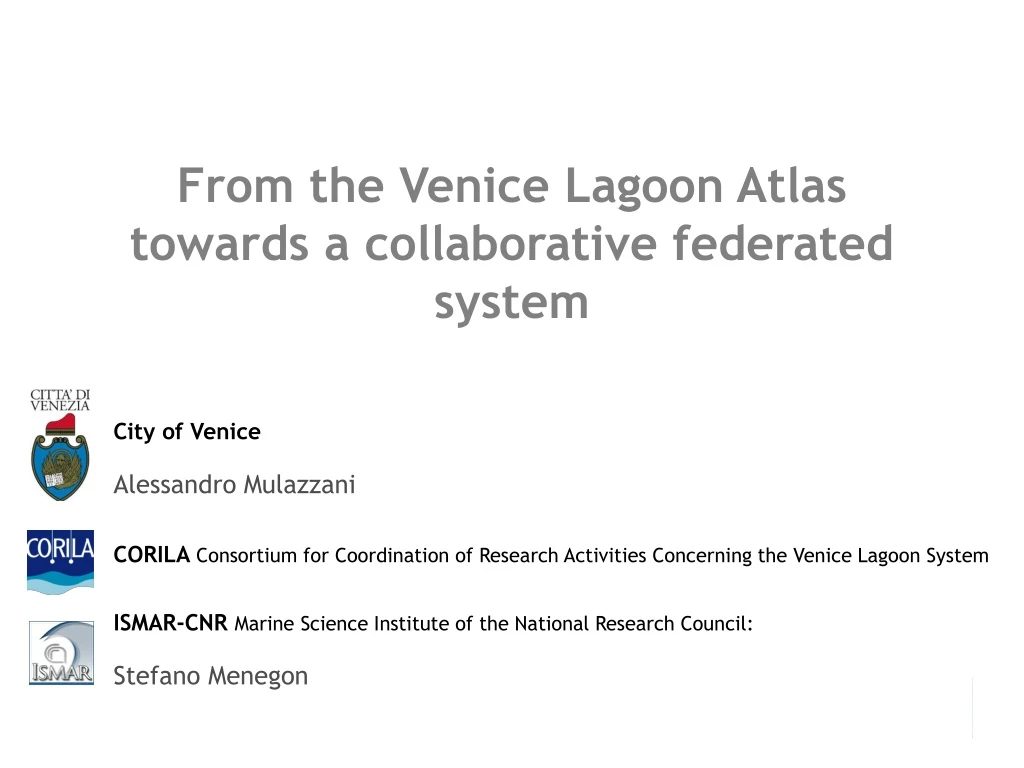 from the venice lagoon atlas towards a collaborative federated system