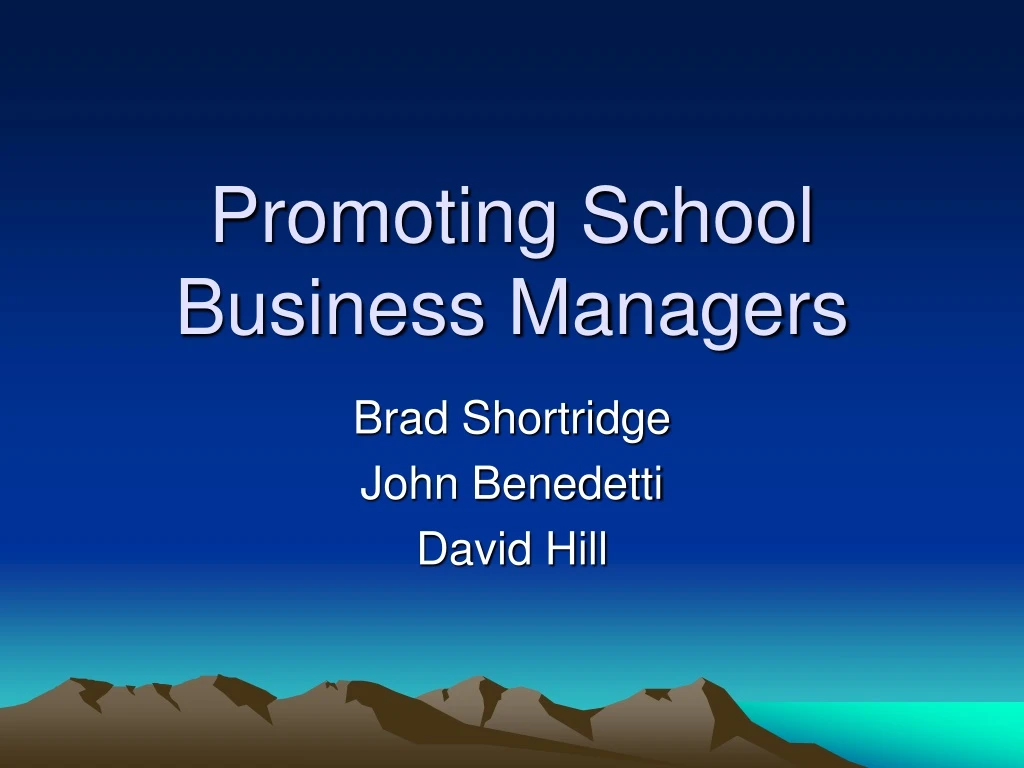 promoting school business managers