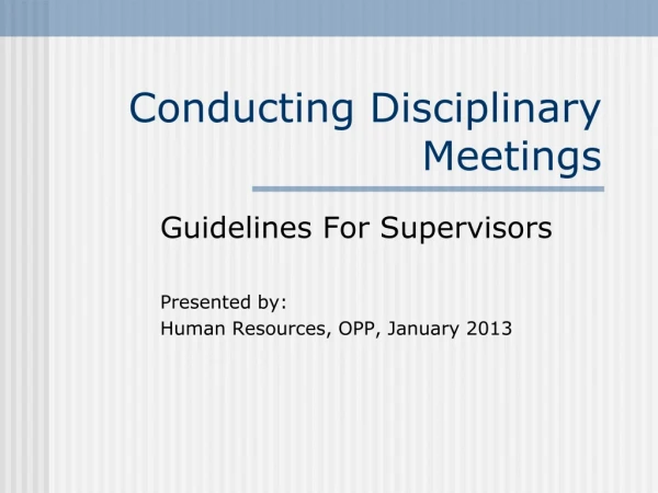 Conducting Disciplinary Meetings