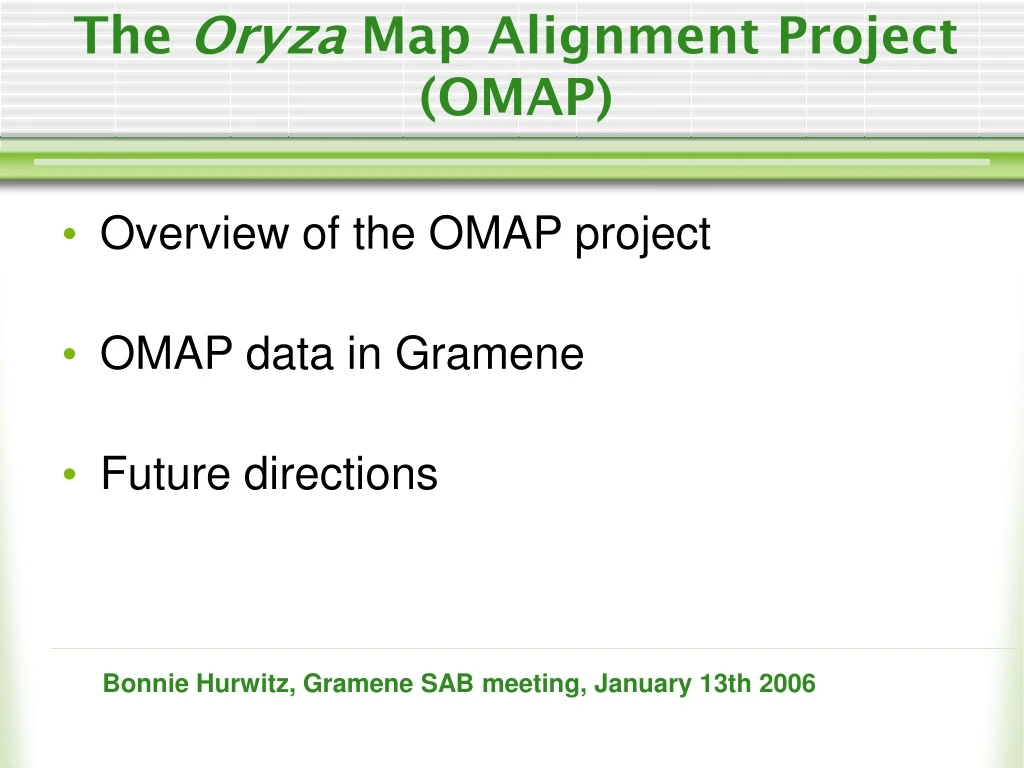 the oryza map alignment project omap