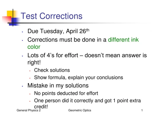 Test Corrections